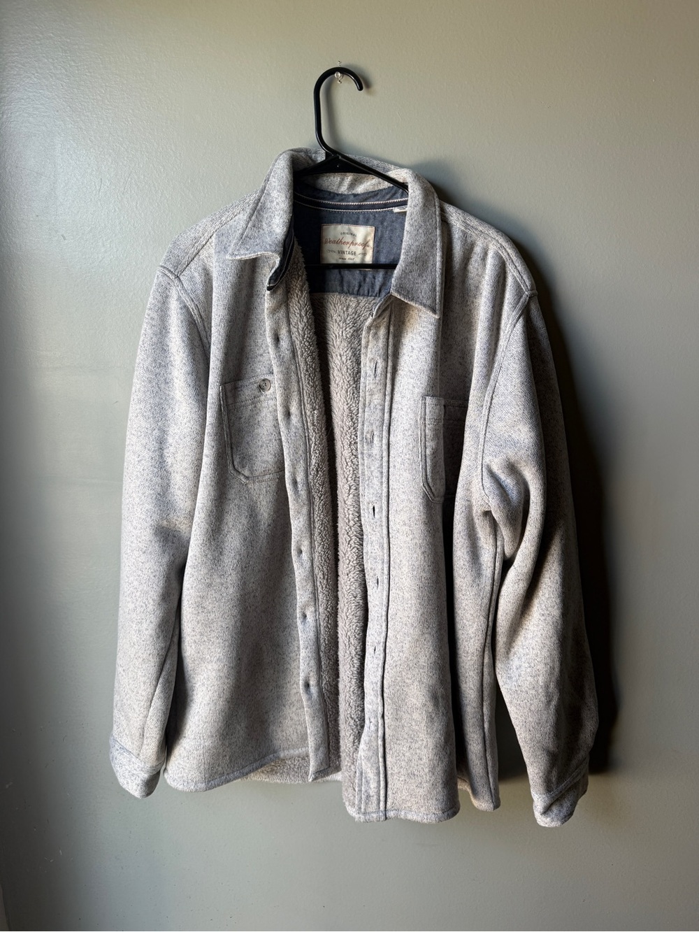 Weatherproof Vintage Men’s Gray Sherpa Lined Shirt Jacket Shacket